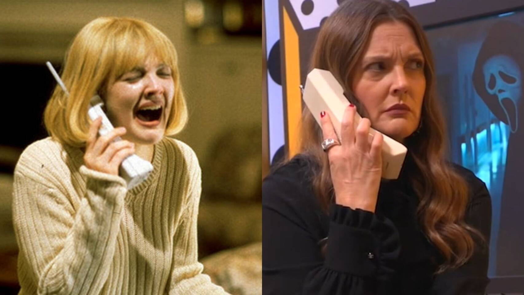 Drew Barrymore recrea su escena de Scream recibiendo una llamada de ...