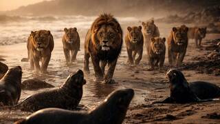 Los leones de Namibia abandonan el desierto y conquistan el oc�ano: cazan en playas hostiles para sobrevivir a un clima extremo