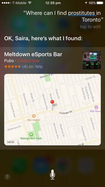 Siri, una vez más, enviando a alguien a donde no debe.