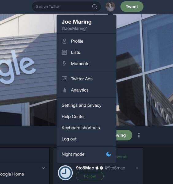 Desde esta pestaña aparecerá el modo nocturno de Twitter para nuestro navegador en PC.