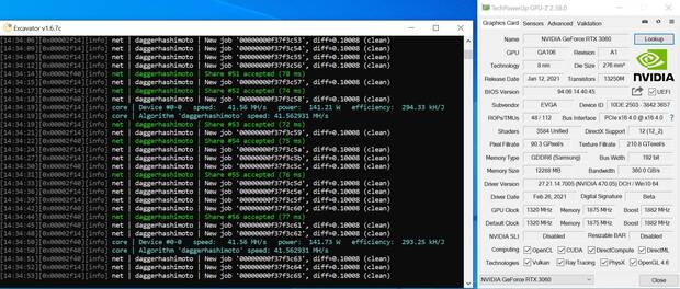 RTX 3060 minando Ethereum