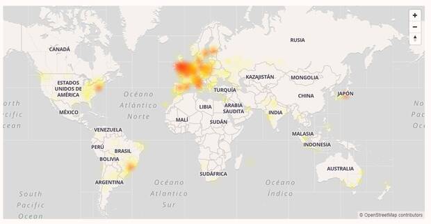 Regiones afectadas por la caida de Google