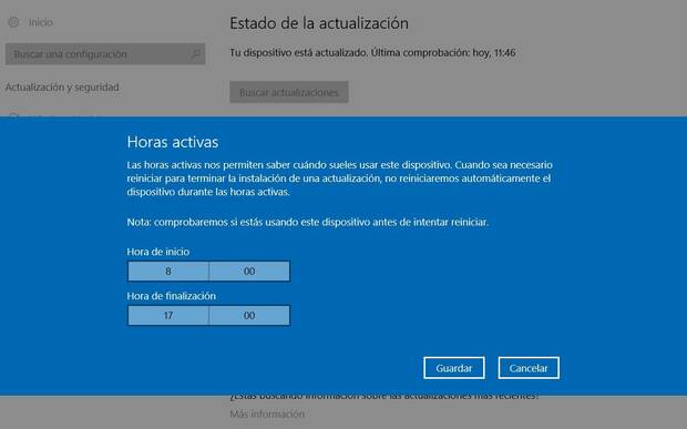 Configurar horas activas