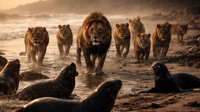 Los leones de Namibia abandonan el desierto y conquistan el oc�ano: cazan en playas hostiles para sobrevivir a un clima extremo