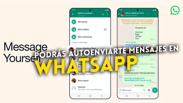 WhatsApp anuncia una nueva función para enviarte mensajes a ti mismo