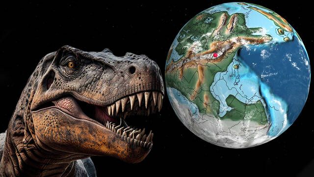 Un mapa al estilo Google Earth muestra la ubicacin de Espaa en cualquier poca, incluso en la de los dinosaurios