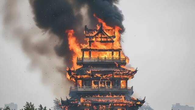 Un incendio arrasa un colosal templo de 1.500 a�os en China y desata la alarma por el patrimonio hist�rico del pa�s