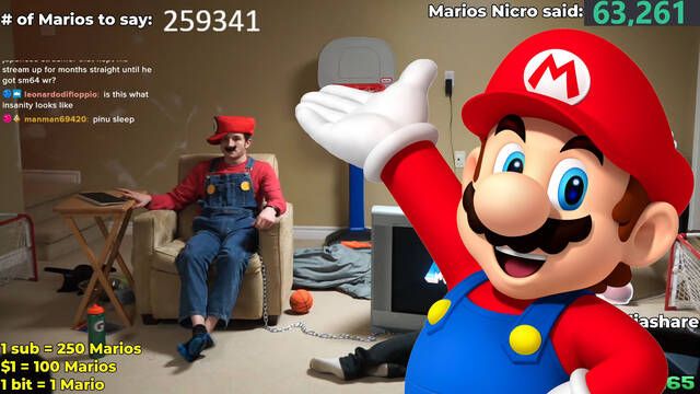 Un streamer lleva 8 días en directo diciendo 'Mario' cada vez que donan dinero