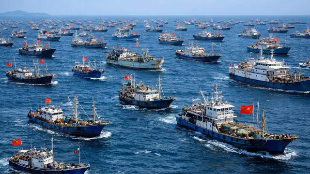 China despliega m�s de 2000 barcos cerca de Jap�n y las im�genes satelitales confirman una extra�a formaci�n mar�tima