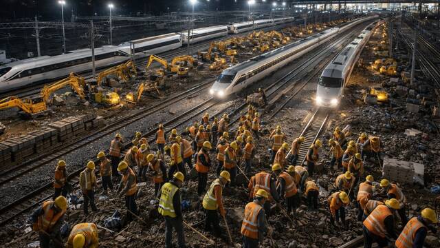 China construye un ferrocarril AVE en 9 horas con 1500 trabajadores y reducen un viaje de 7 horas a 90 minutos