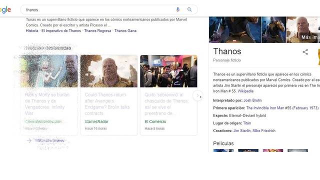 Vengadores: Un easter egg de Google nos ensea el imparable poder de Thanos
