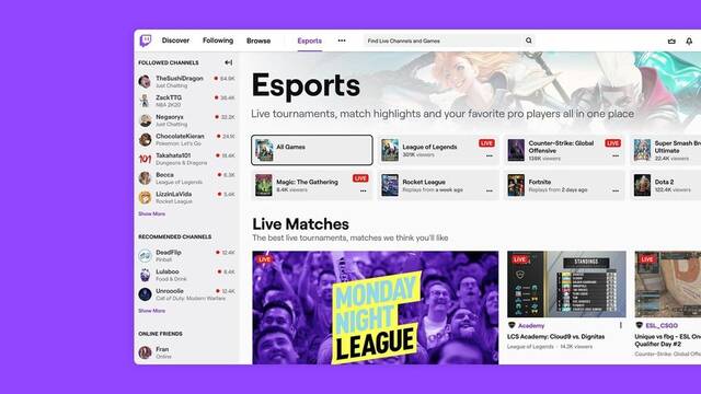 Twitch crea un nuevo directorio de esports