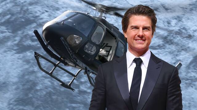 Tom Cruise llega a la premiere de 'Top Gun 2' subido a un helicptero