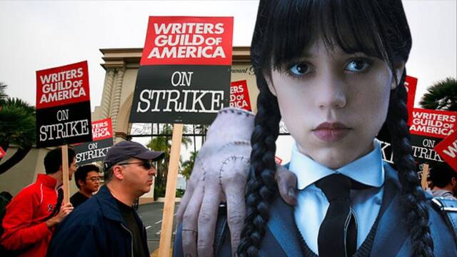 La huelga de guionistas se cachondea de Jenna Ortega y de 'Mircoles'
