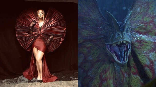 Jurassic World bromea con el parecido entre el vestido de Tyra Banks y un dinosaurio