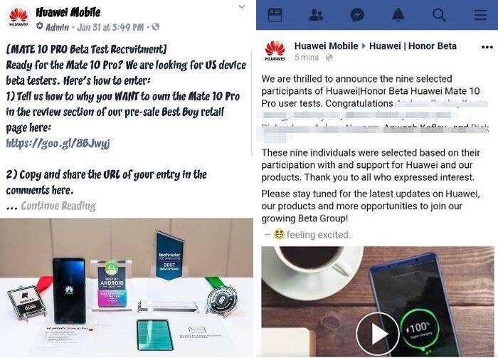 Imagen del concurso para comprar reseñas de Huawei.