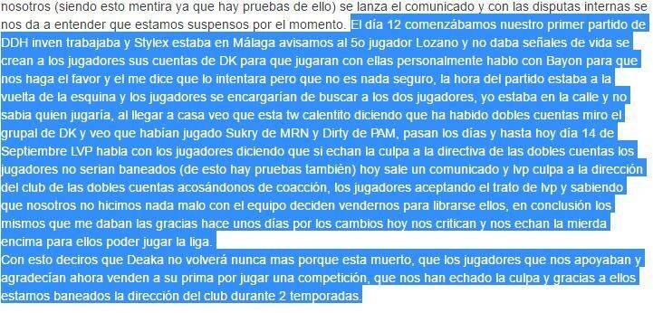 Extracto del comunicado de Deaka.