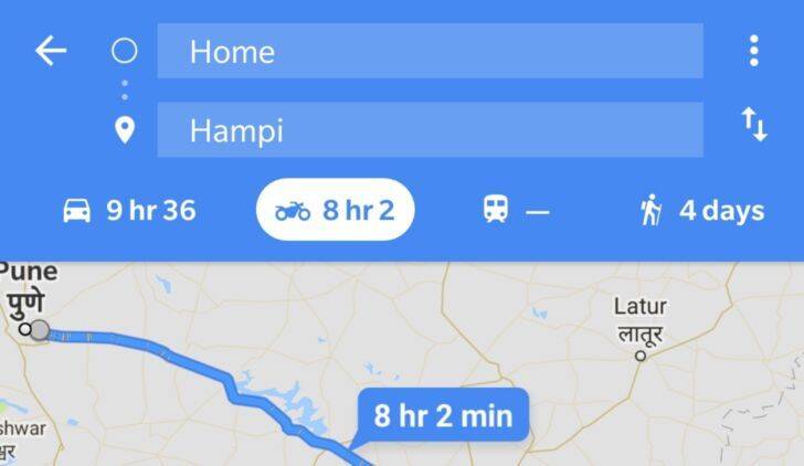 Así luce Google Maps con su nueva herramienta para motos.