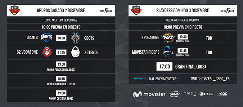Horario de las finales de la ESL Masters.