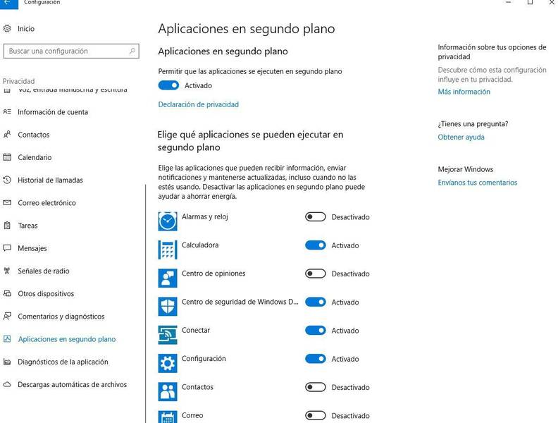 Comprueba la lista y desactiva las aplicaciones que creas que no son necesarias.