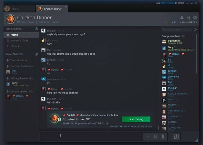 Imagen de los nuevos chat de grupo en la que podemos ver la nueva interfaz.