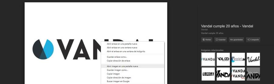 3. Seleccionar la opción “Abrir imagen en una pestaña nueva”