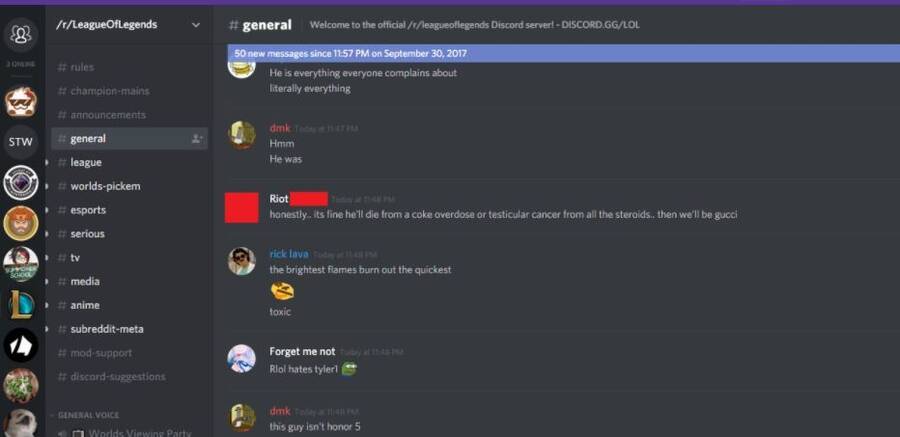Captura con las declaraciones del empleado de Riot en Discord.