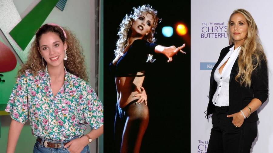 Elizabeth Berkley en la serie, en la película Showgirls y ahora