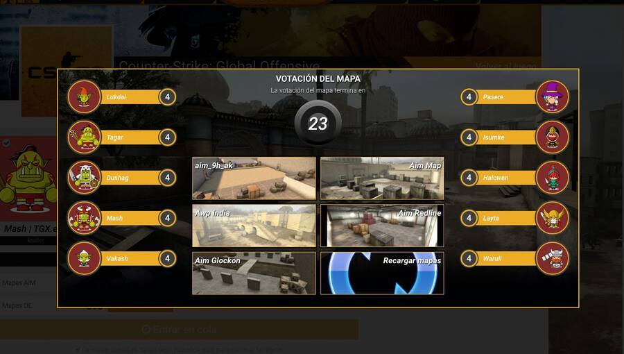 Proceso de baneo de mapas en VS Play